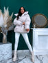 Puffy, short jacket with tie belt - light beige